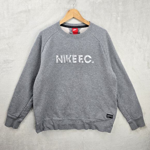 Nike FC Sweater Mens XL Gray City Crew Soccer Club Pullover Sweatshirt - Picture 1 of 13